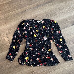Veronica Beard Black Floral Blouse
